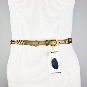 Trina Turk Brown Bronze Chain Braided Double Belt